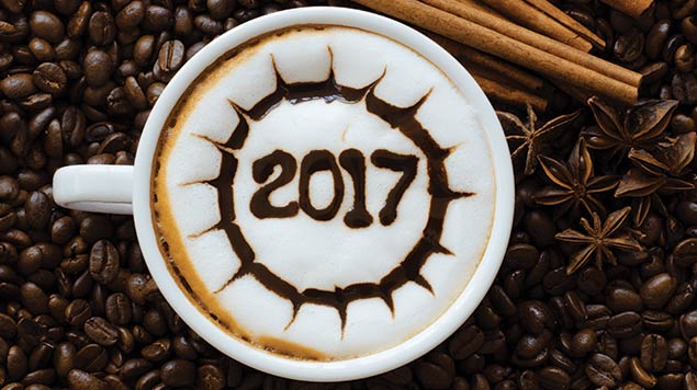 coffee image with 2017 written in chocolate