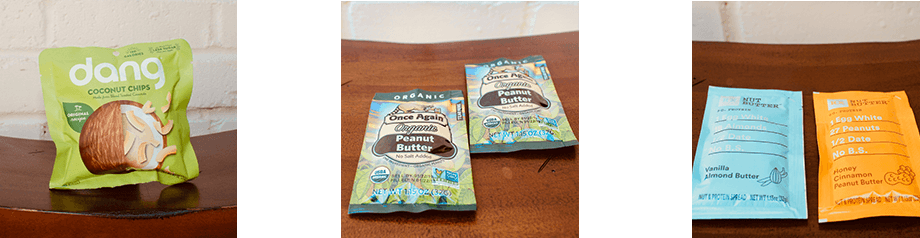 Dang Coconut Chips, Once Again Nut Butters and RX Nut Butters pack a boost in healthy fats.